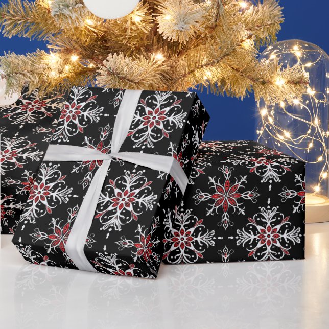 Papel De Regalo Navidades Gótico Spooky copos de nieve (Vacaciones)