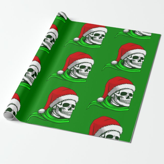 Papel De Regalo navidades góticos santa skull skeleton (Desenrollado)