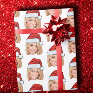 Papel De Regalo Navidades graciosos de Face Photo Santa Hat