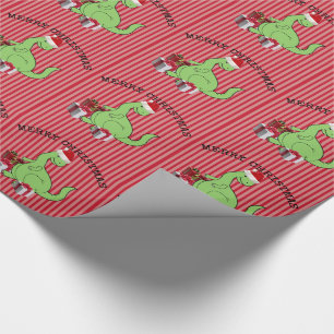 Papel De Regalo Navidades graciosos de Santa dinosauria