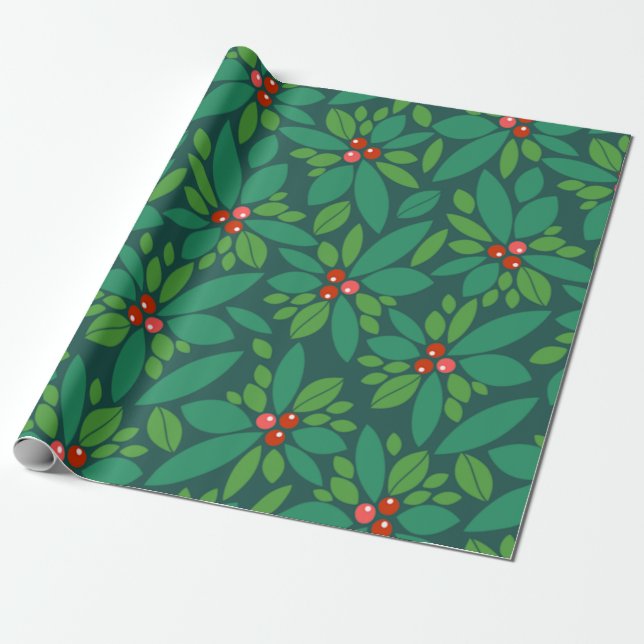 Papel De Regalo Navidades gráficos Holly (Desenrollado)