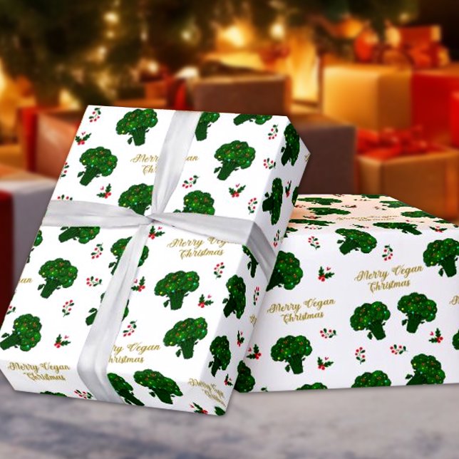 Papel De Regalo Navidades Green Broccoli Merry Vegan (Subido por el creador)