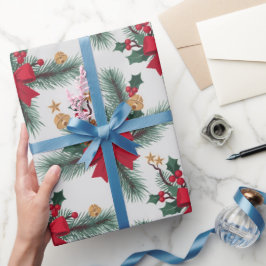 Papel De Regalo Navidades Green Garland Red Rows Gold Accent Green