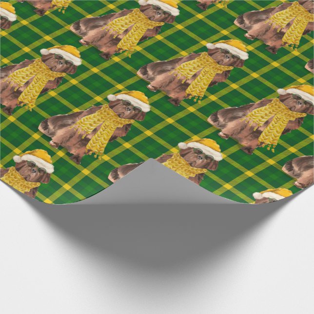 Papel De Regalo Navidades Green Plaid de Newfloundland Dog Holiday (Esquina)