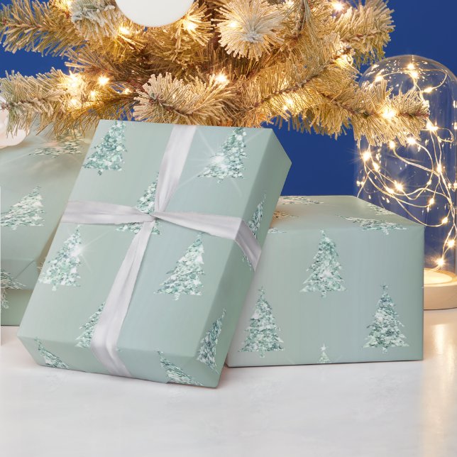 Papel De Regalo Navidades Green Trees Sparkle (Vacaciones)