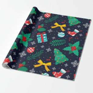 Papel De Regalo Navidades GreenTrees, Flakes, Stockings Pattern
