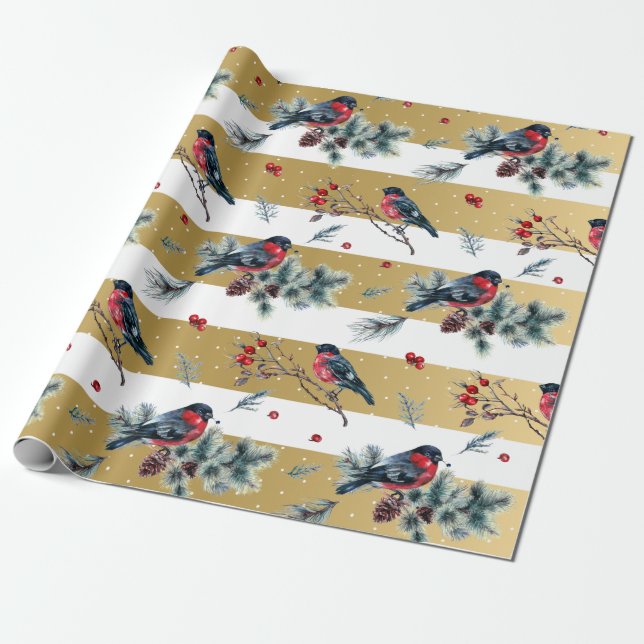 Papel De Regalo Navidades grilletes de oro y blanco (Desenrollado)