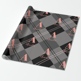 Papel De Regalo Navidades Gris Gris Gris y Rosa Negro Personalizad