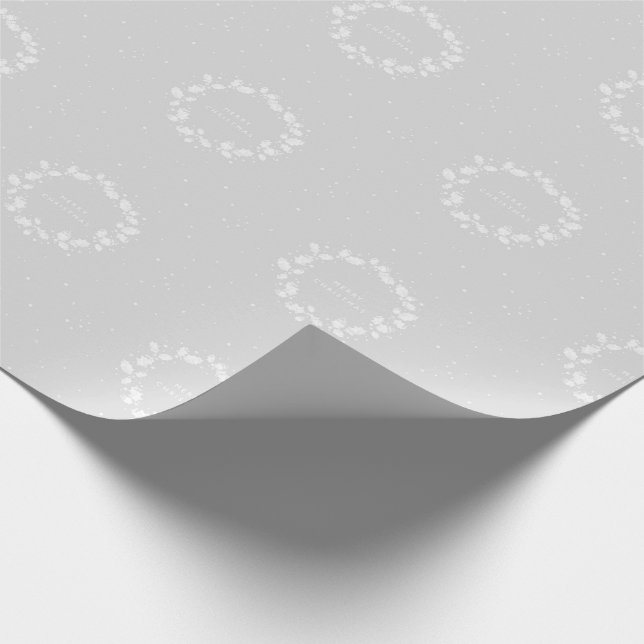 Papel De Regalo Navidades Gris Plateados Tradicionales Holly Wreat (Esquina)