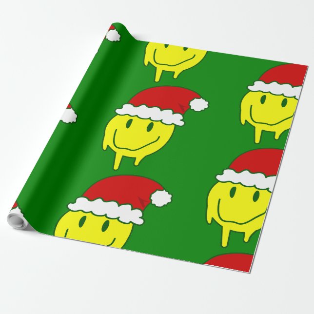 Papel De Regalo navidades groovic cara feliz santa goteo (Desenrollado)