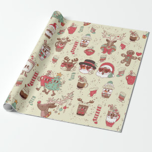 Papel De Regalo navidades groovic reno negro santa