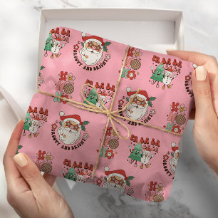 Papel De Regalo Navidades Groovy Moderno del Rosado Caliente