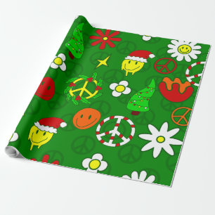 Papel De Regalo navidades groovy señal de paz cara feliz