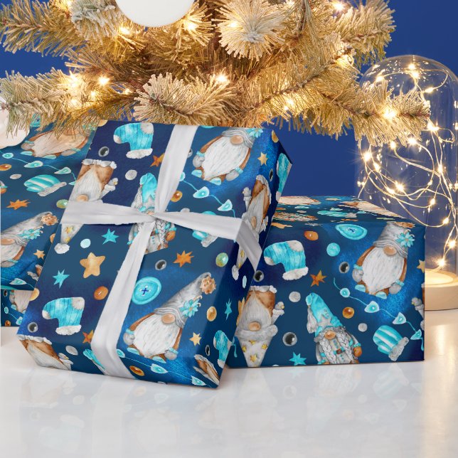 Papel De Regalo Navidades guapos escandinavos azules (Vacaciones)