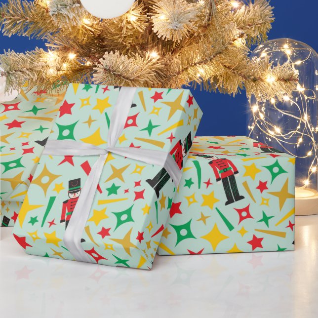 Papel De Regalo Navidades Guardianes Tucheros Estrellas verde clar (Vacaciones)