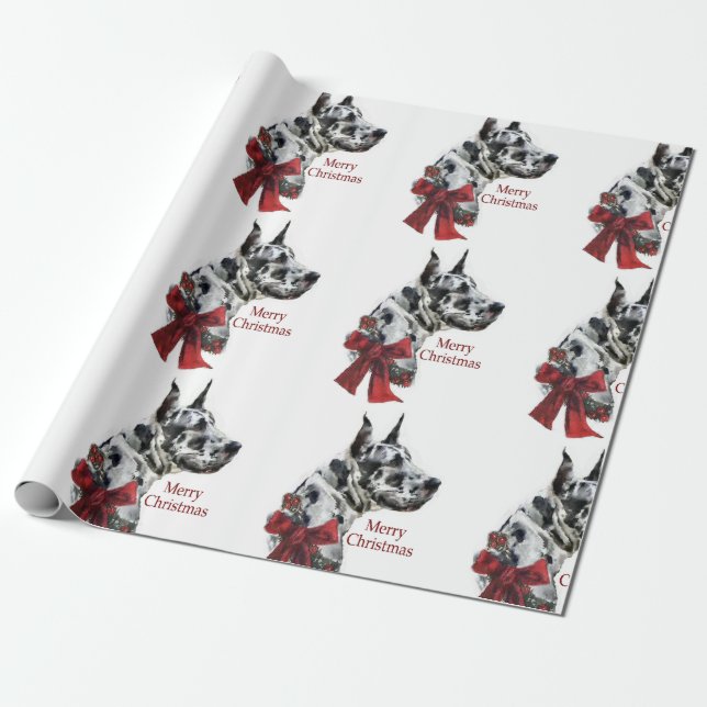 Papel De Regalo Navidades Harlequin Great Dane (Desenrollado)