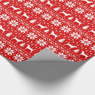 Papel De Regalo Navidades Harrier Dog Silhouettes festividades roj