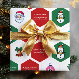 Papel De Regalo Navidades Hexagon Santa Tree Snowman