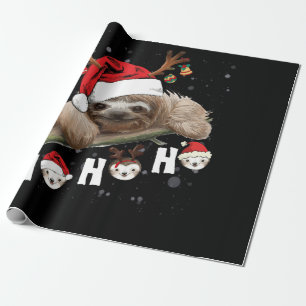 Papel De Regalo Navidades Ho Ho Ho Ho Sloth de Santa Hat Reindeer