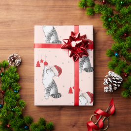Papel De Regalo Navidades Holiday Cat Pattern Fun Silver