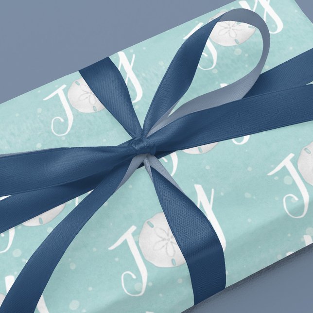 Papel De Regalo Navidades Holiday Elegant Beach Turquoise Costa (Christmas Holiday Joy typography wrapping paper. )