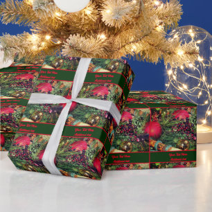 Papel De Regalo Navidades Holiday Evergreens Berries Personalizado