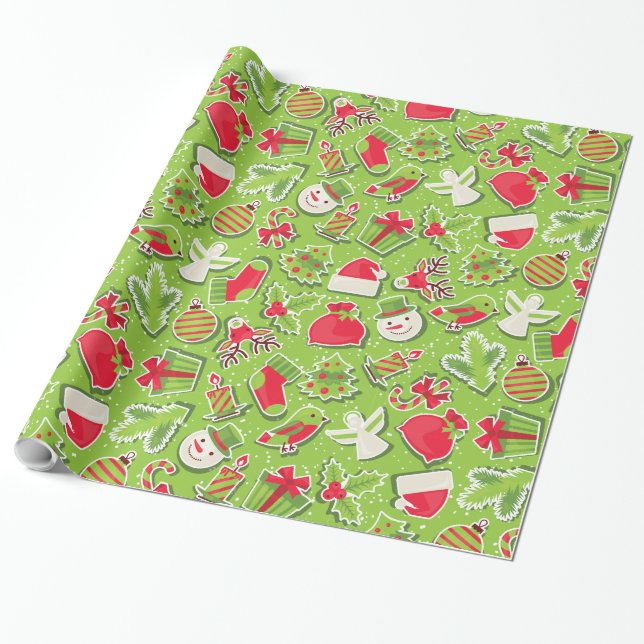Papel De Regalo Navidades Holiday Green (Desenrollado)