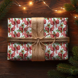 Papel De Regalo Navidades Holiday Red Gingham Check Bows