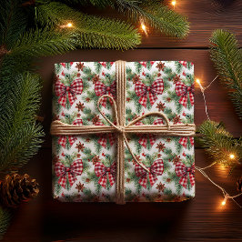 Papel De Regalo Navidades Holiday Red Gingham Check Bows