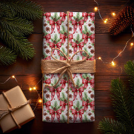 Papel De Regalo Navidades Holiday Red Gingham Check Bows