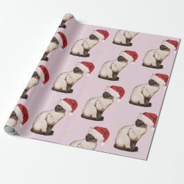 Papel De Regalo Navidades Holiday Siamese Cat Pattern Purple