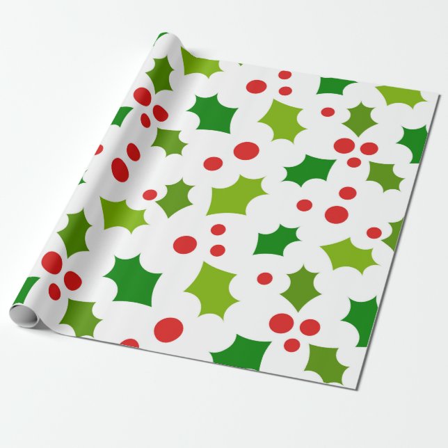 Papel De Regalo Navidades holly berries (Desenrollado)