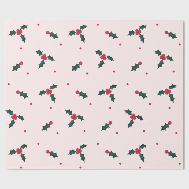 Papel De Regalo Navidades Holly Berry y deja vacaciones (Superficie plana)