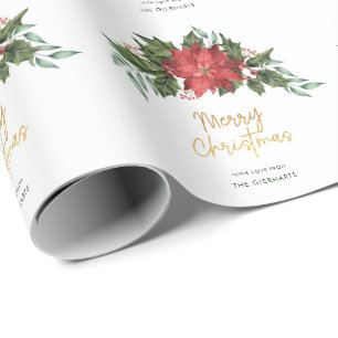 Papel De Regalo Navidades Holly Foliage Regalo de guiones rojos y 