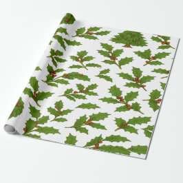 Papel De Regalo Navidades Holly Leaf & Wreath