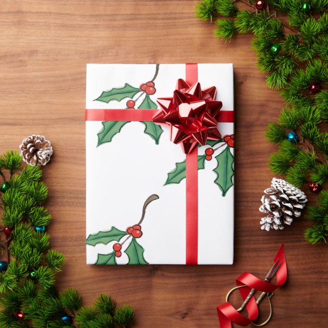 Papel De Regalo Navidades Holly Wraping Paper (Regalo de vacaciones)