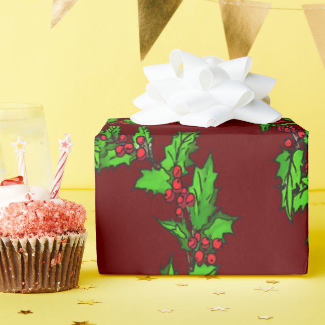 Papel De Regalo Navidades Holly Wreath Vector Art (Fiesta de cumpleaños )