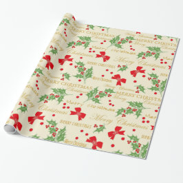 Papel De Regalo Navidades Holly y Bows