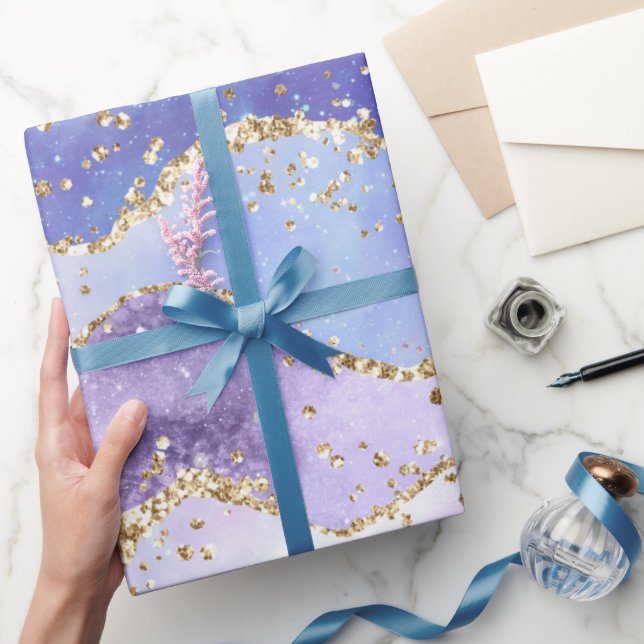 Papel De Regalo Navidades holográficos púrpura pastel (Regalar)