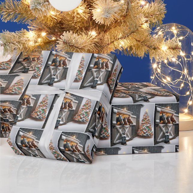 Papel De Regalo Navidades Horse Barn con Árbol (Vacaciones)