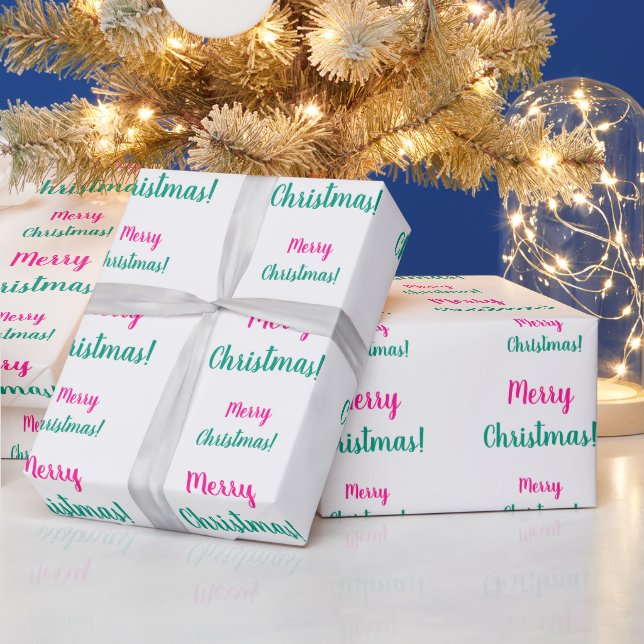 Papel De Regalo Navidades Hot Pink Green Merry Christmas (Vacaciones)
