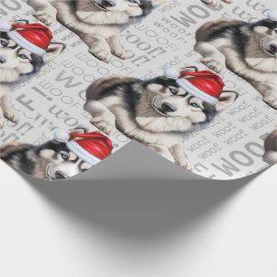 Papel De Regalo Navidades Husky Santa de Siberia para amantes del 