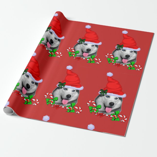 Papel De Regalo Navidades Husky Siberiano (Desenrollado)