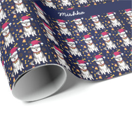 Papel De Regalo Navidades Husky Siberianos Con Nombre De Perro Per