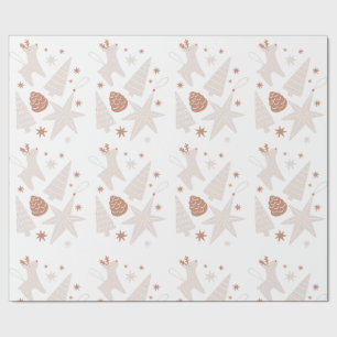 Papel De Regalo Navidades ilustrados de color blanco marrón