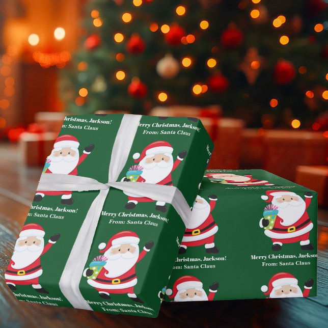 Papel De Regalo Navidades infantiles personalizados de Green Santa (Subido por el creador)