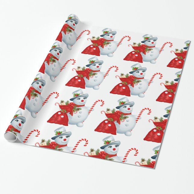 Papel De Regalo Navidades inteligentes Snowman (Desenrollado)