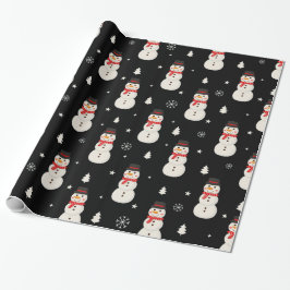 Papel De Regalo Navidades inteligentes Snowman Black