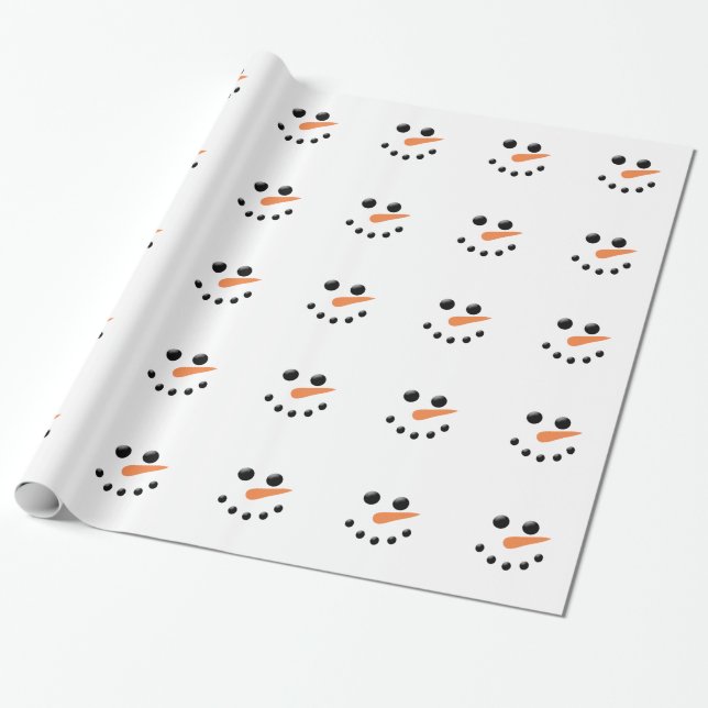 Papel De Regalo Navidades inteligentes Snowman enfrentan Navidad e (Desenrollado)