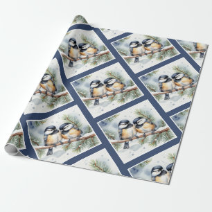 Papel De Regalo Navidades Invierno Cute Chickadee Birds